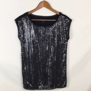 Ann Taylor LOFT Sequin Front Sleeveless Blouse